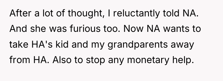 After a lot of thought, I reluctantly told NA. And...