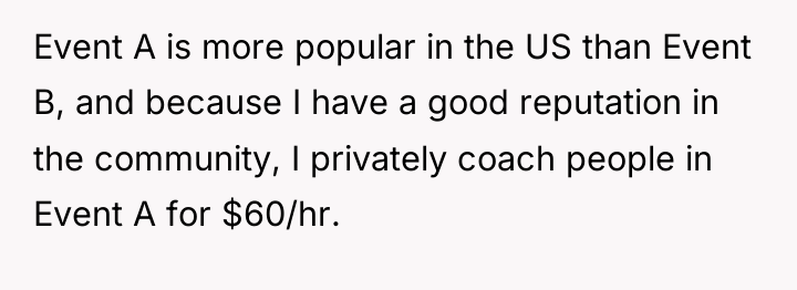 Event A is more popular in the US than Event...