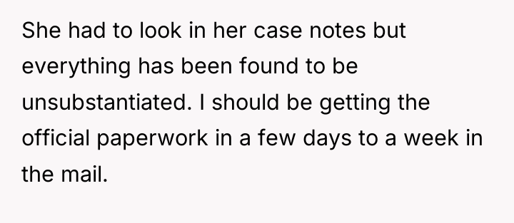 She had to look in her case notes but everything...