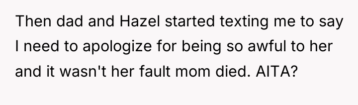 Then dad and Hazel started texting me to say I...