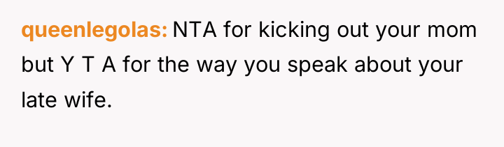 queenlegolas NTA for kicking out your mom but Y T...