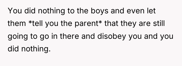 You did nothing to the boys and even let them...