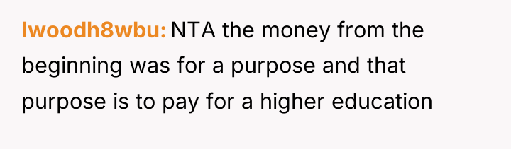 Iwoodh8wbu NTA the money from the beginning was for a...