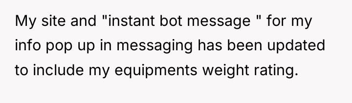 My site and "instant bot message " for my info...