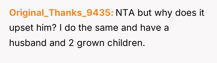 Original_Thanks_9435 NTA but why does it upset him? I do...