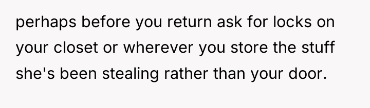 perhaps before you return ask for locks on your closet...