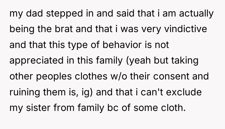 my dad stepped in and said that i am actually...