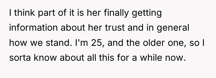I think part of it is her finally getting information...