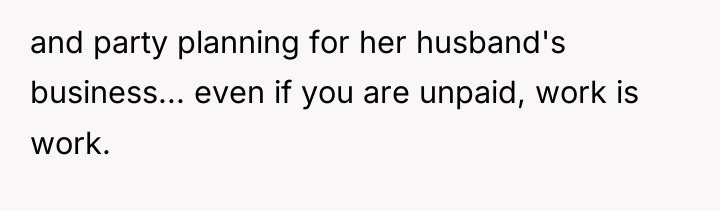 and party planning for her husband's business... even if you...