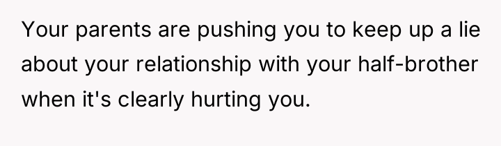 Your parents are pushing you to keep up a lie...