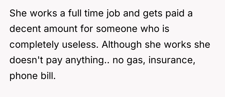She works a full time job and gets paid a...