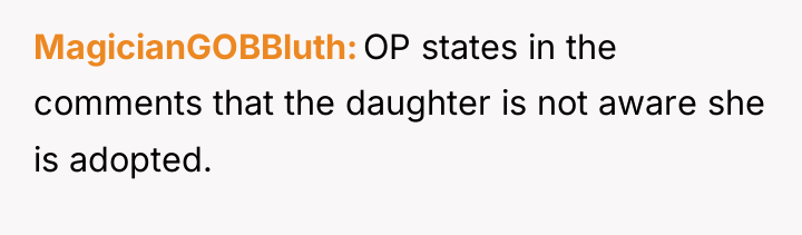 MagicianGOBBluth OP states in the comments that the daughter is...