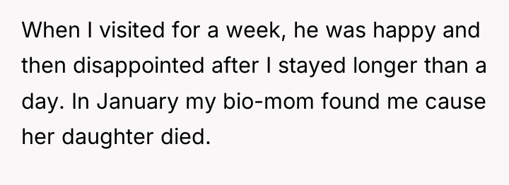When I visited for a week, he was happy and...