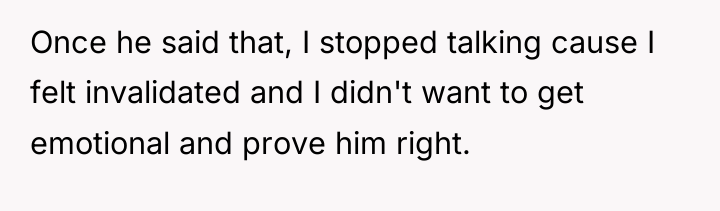Once he said that, I stopped talking cause I felt...