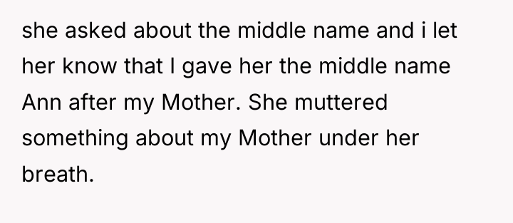 she asked about the middle name and i let her...