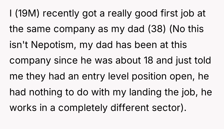 I (19M) recently got a really good first job at...