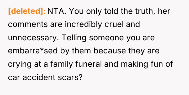 [deleted] NTA. You only told the truth, her comments are...