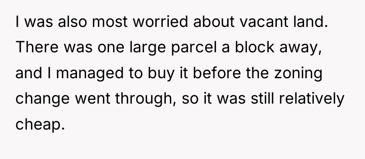I was also most worried about vacant land. There was...