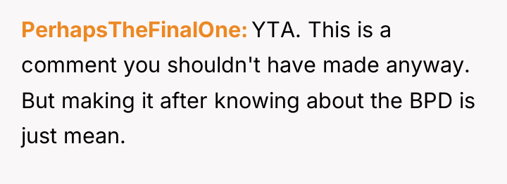 PerhapsTheFinalOne YTA. This is a comment you shouldn't have made...