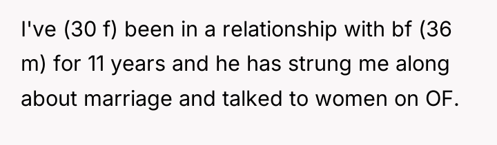 I've (30 f) been in a relationship with bf (36...