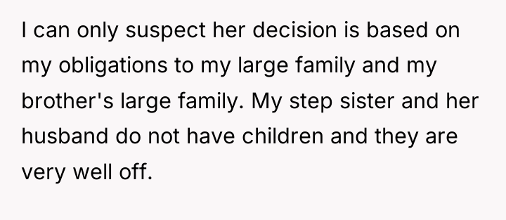 I can only suspect her decision is based on my...