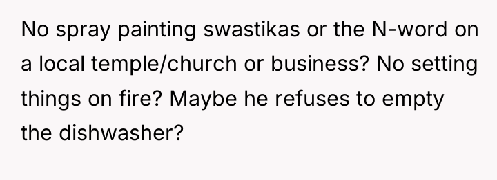 No spray painting swastikas or the N-word on a local...