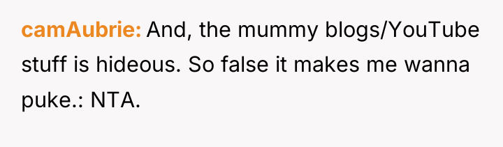 camAubrie And, the mummy blogs/YouTube stuff is hideous. So false...