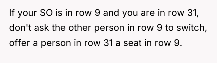 If your SO is in row 9 and you are...
