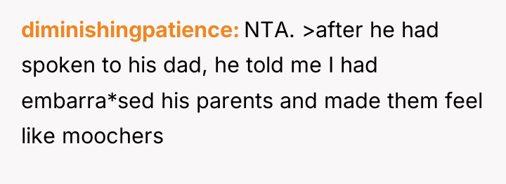 diminishingpatience NTA. >after he had spoken to his dad, he...