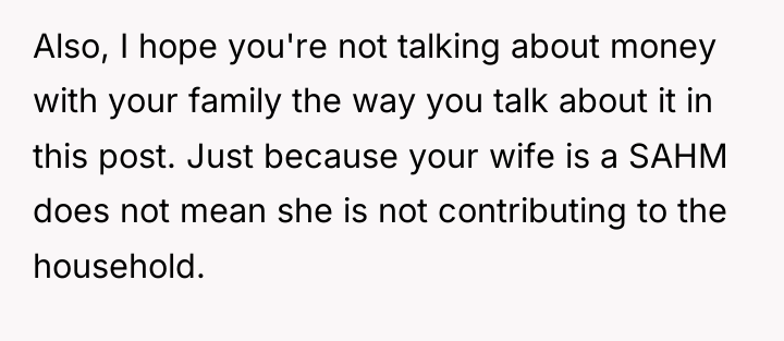 Also, I hope you're not talking about money with your...