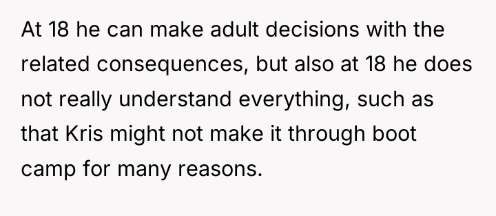 At 18 he can make adult decisions with the related...