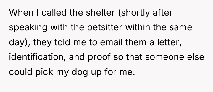 When I called the shelter (shortly after speaking with the...