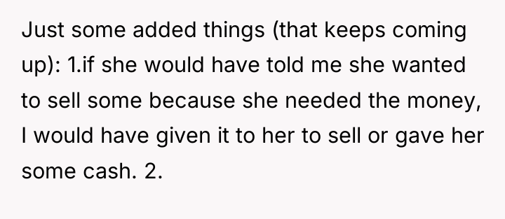 Just some added things (that keeps coming up): 1.if she...