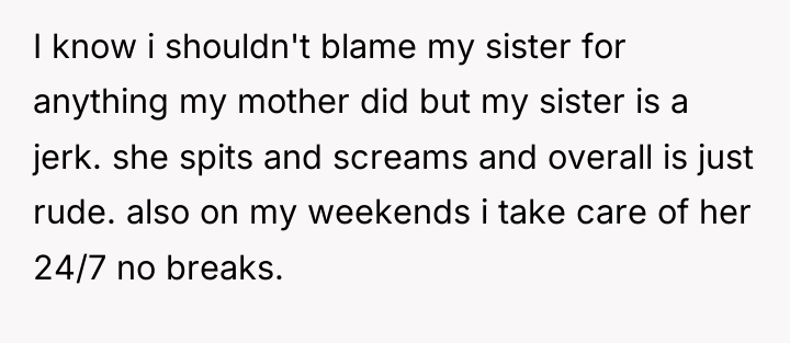 I know i shouldn't blame my sister for anything my...