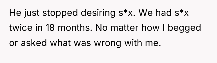 He just stopped desiring s*x. We had s*x twice in...