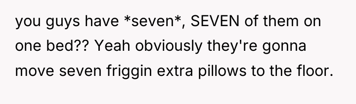 you guys have *seven*, SEVEN of them on one bed??...