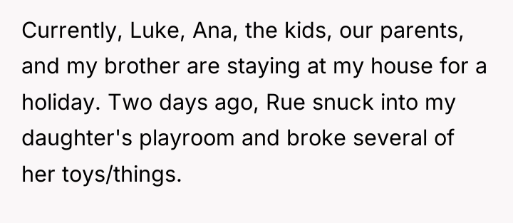 Currently, Luke, Ana, the kids, our parents, and my brother...