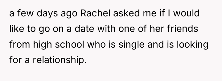 a few days ago Rachel asked me if I would...