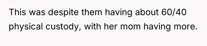 This was despite them having about 60/40 physical custody, with...