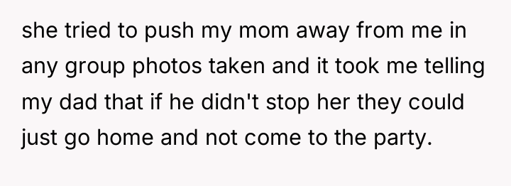 she tried to push my mom away from me in...