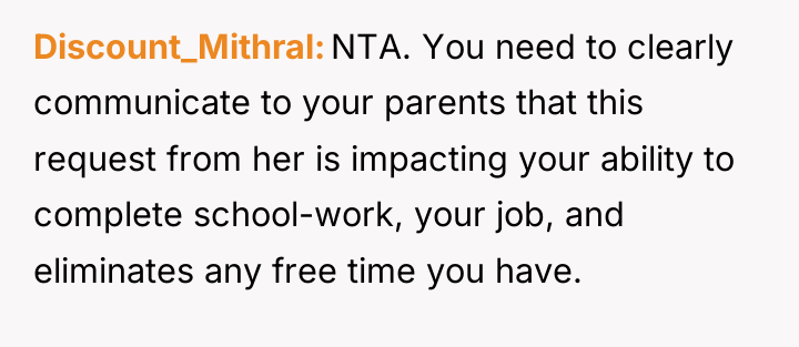 Discount_Mithral NTA. You need to clearly communicate to your parents...
