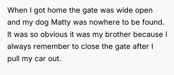 When I got home the gate was wide open and...