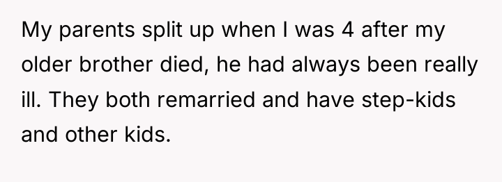 My parents split up when I was 4 after my...