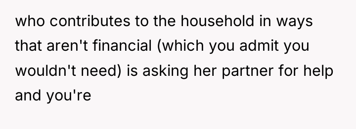 who contributes to the household in ways that aren't financial...