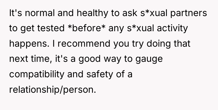 It's normal and healthy to ask s*xual partners to get...