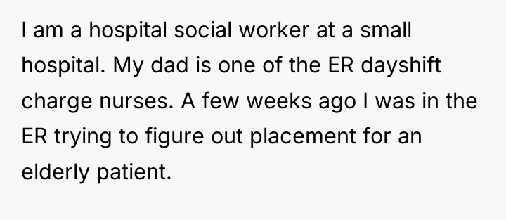 I am a hospital social worker at a small hospital....