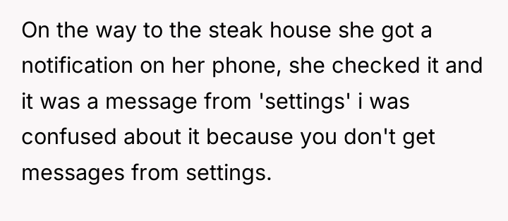 On the way to the steak house she got a...