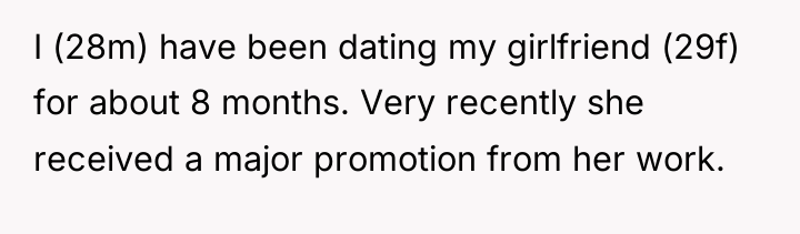 I (28m) have been dating my girlfriend (29f) for about...
