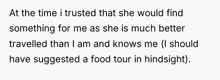 At the time i trusted that she would find something...