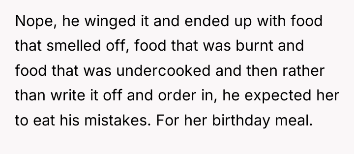 Nope, he winged it and ended up with food that...